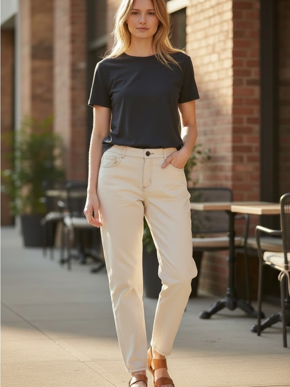 Eileen Fisher Cream Straight Leg Pants NWOT Large Cream